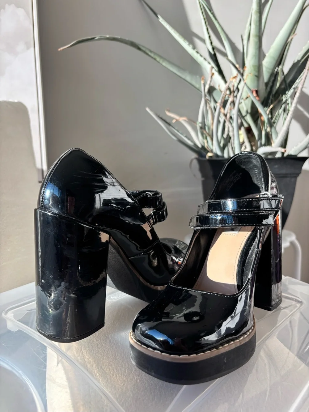 Steve Madden Black Patent Platform Mary Jane Heels